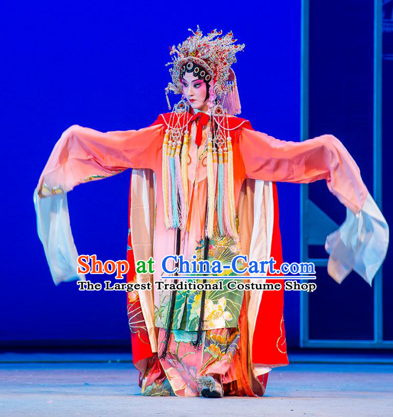 Chinese Kun Opera Hua Tan Dress Costumes and Headdress Nan Ke Dream Kunqu Opera Actress Princess Yao Fang Garment Apparels