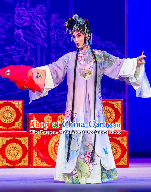 Chinese Kun Opera Actress Princess Purple Dress Costumes and Headpieces Nan Ke Dream Kunqu Opera Diva Garment Apparels