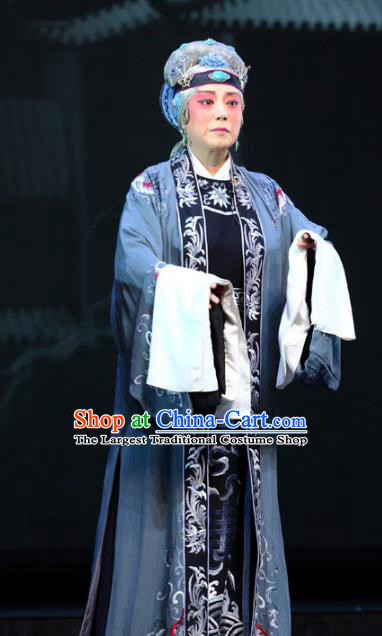 Chinese Kun Opera Elderly Dame Jia Apparels Costumes and Headdress Dream of Red Mansions Kunqu Opera Countess Dress Garment