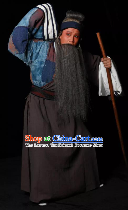 Meng Jiangnv Sends Winter Clothes Chinese Kun Opera Elderly Male Garment Costumes and Headwear Kunqu Opera Poor Man Apparels Clothing