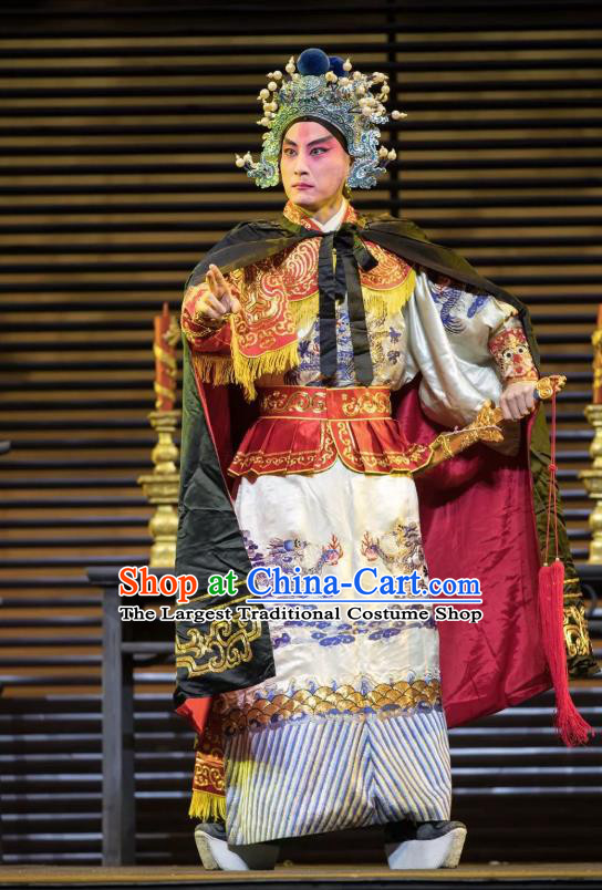 Chinese Kun Opera Takefu Warrior Apparels Garment Costumes and Headwear the Legend of Washing the Silk Gauze Kunqu Opera General Clothing