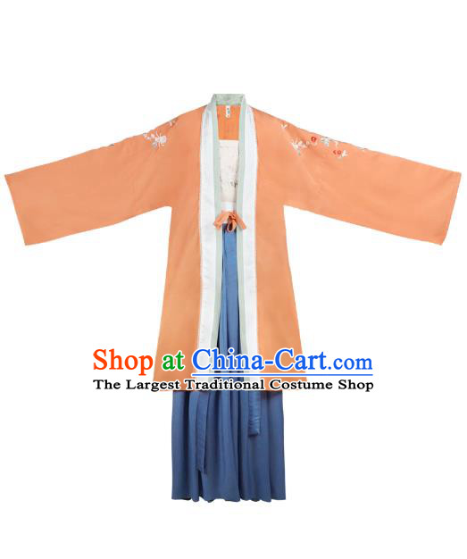 Chinese Traditional Song Dynasty Hanfu Dress Historical Costumes Ancient Young Lady Embroidered Garment