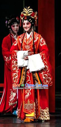 Chinese Kun Opera Actress Wedding Apparels Costumes and Headdress Dream of Red Mansions Kunqu Opera Bride Xue Baochai Red Dress Garment