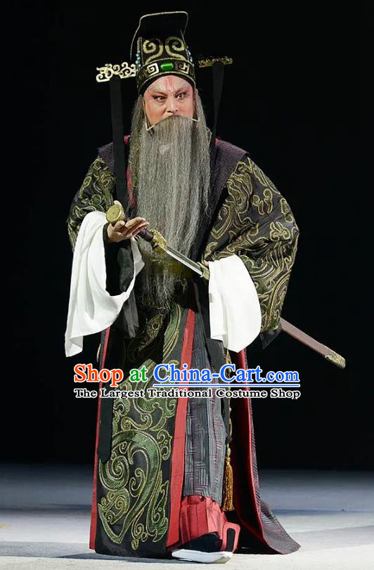 Chinese Kun Opera Confucius King of Wei Costumes and Headwear Kunqu Opera Laosheng Garment Elderly Male Apparels