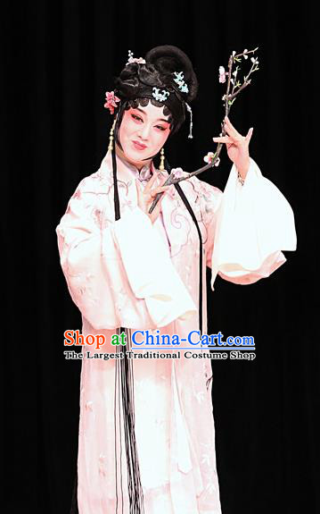 Chinese Kun Opera Young Female Apparels Costumes and Headpieces Blossoms on A Spring Moonlit Night Kunqu Opera Hua Tan Dress Actress Xin Yi Garment
