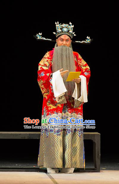 Chinese Kun Opera Official Continue the Pipa Cao Cao Costumes and Headwear Kunqu Opera Elderly Male Garment Apparels