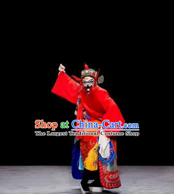 Jiu Lian Lantern Chinese Kun Opera Elderly Male Apparels Costumes and Headwear Kunqu Opera Hell Justice Garment Clothing