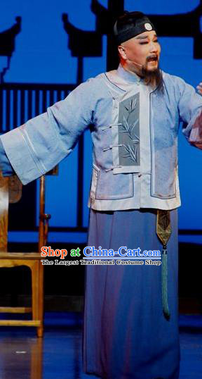 Bu Yue Lei Chi Chinese Huangmei Opera Elderly Scholar Shen Hao Apparels Costumes and Headwear Kunqu Opera Old Man Garment Clothing