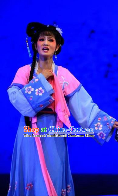 Chinese Huangmei Opera Actress Costumes Apparels and Headpieces Chuan Deng Traditional Anhui Opera Dress Young Female Garment