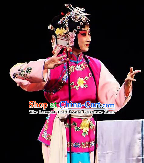 Chinese Kun Opera Xiaodan Young Lady Costumes and Headdress The Legend of Hairpin Traditional Kunqu Opera Maidservant Yun Xiang Garment Apparels