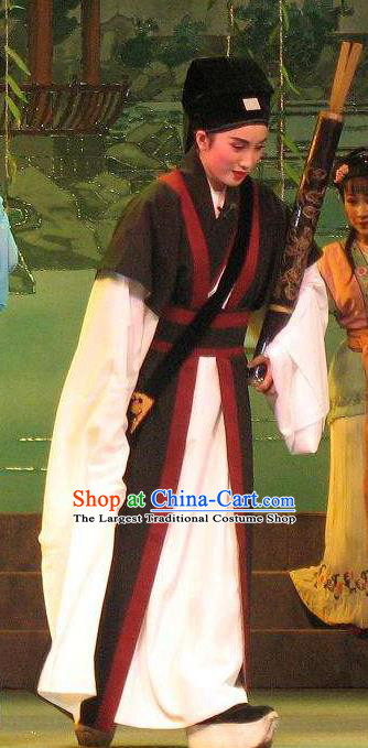 Chinese Yue Opera Poor Scholar Fang Qing Apparels The Pearl Tower Shaoxing Opera Xiao Sheng Costumes Niche Garment and Hat