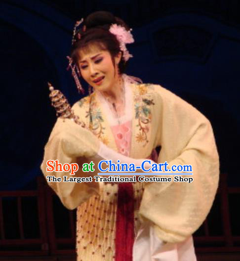 Chinese Shaoxing Opera Diva Rich Female Costumes The Pearl Tower Apparels Yue Opera Hua Tan Garment Actress Young Lady Dress and Hair Accessories