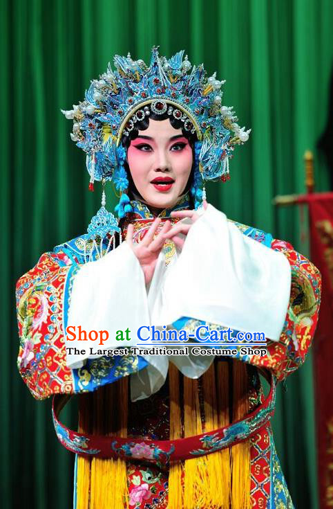 Chinese Kun Opera Princess Embroidered Robe Costumes and Headdress The Prophetic Paintings Traditional Kunqu Opera Court Lady Fei Zhen E Dress Garment Apparels