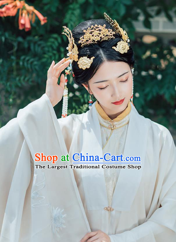 Chinese Ancient Ming Dynasty Princess Historical Costumes Traditional Royal Woman Noble Female Embroidered Hanfu Dress