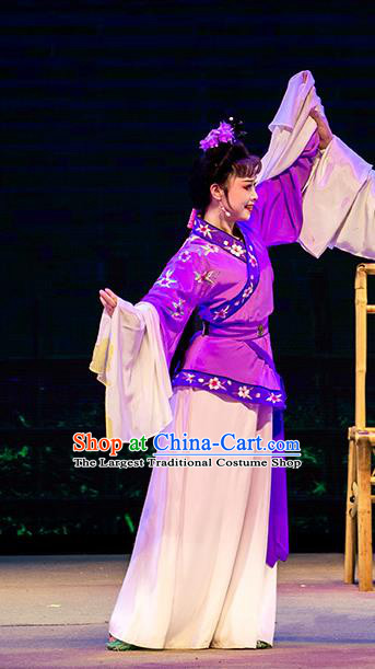 Chinese Huangmei Opera Country Woman Apparels Costumes and Headpieces Goddess Marriage Traditional Anhui Opera Young Female Dress Garment