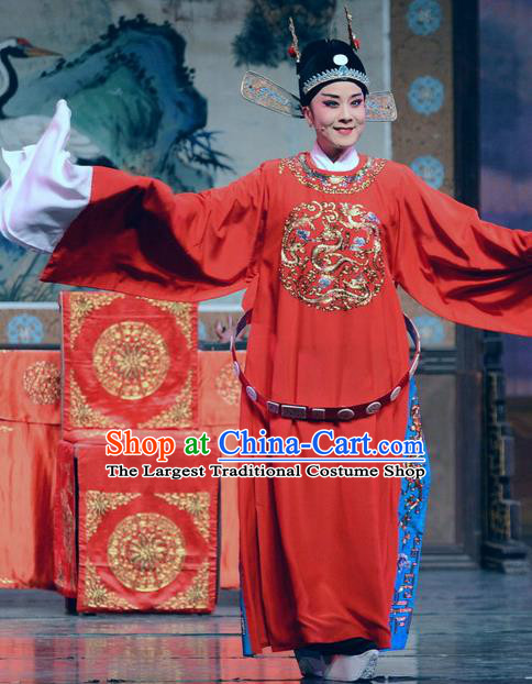 Chinese Huangmei Opera Female Consort Prince Garment Costumes and Headwear An Hui Opera Scholar Li Zhaoting Apparels Clothing