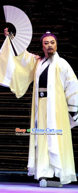 Chinese Huangmei Opera Scholar Costumes and Headwear An Hui Opera Literatus Apparels Poet Su Dongpo Clothing