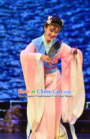 Chinese Huangmei Opera Young Lady Costumes and Headpieces Taibai Drunk Traditional Anhui Opera Princess Yu Zhen Dress Garment Apparels