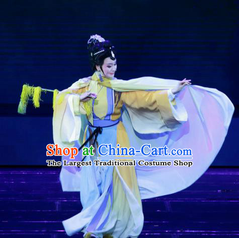 Chinese Huangmei Opera Princess Yu Zhen Costumes and Headpieces Taibai Drunk Traditional Anhui Opera Dress Garment Taoist Nun Apparels