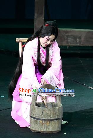 Chinese Huangmei Opera Young Female Garment Costumes and Headpieces Xiao Qiao Chu Jia Traditional Anhui Opera Hua Tan Dress Apparels