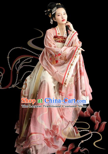 Chinese Ancient Court Lady Apparels Historical Costumes Traditional Tang Dynasty Noble Consort Hanfu Dress for Women