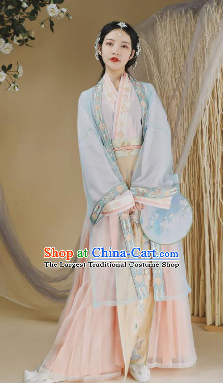Ancient Chinese Traditional Women Hanfu Dress Young Lady Apparels Song Dynasty Historical Costumes Complete Set