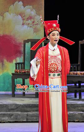 Chinese Huangmei Opera Scholar Costumes and Headwear Chun Jiang Yue An Hui Opera Xiaosheng Apparels Niche Clothing
