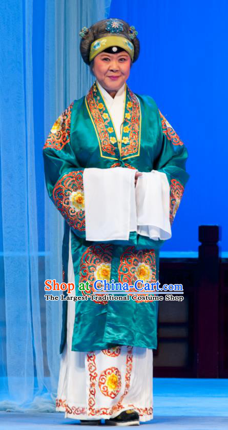 Chinese Ping Opera Pantaloon Costumes and Headdress Traditional Pingju Opera Geng Niang Elderly Female Dress Garment Apparels