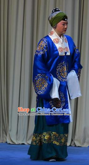 Chinese Ping Opera Laodan Zhu Hen Ji Apparels Costumes and Headdress Traditional Pingju Opera Elderly Female Pantaloon Dress Garment