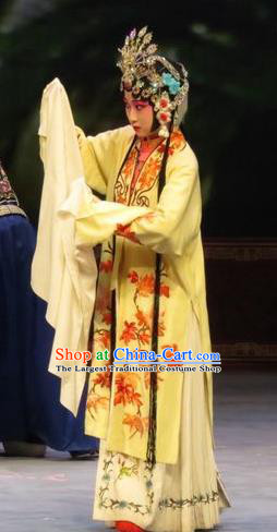 Chinese Ping Opera Young Female Diva Wang Sanqiao Apparels Costumes and Headdress Zhen Zhu Shan Traditional Pingju Opera Hua Tan Dress Garment