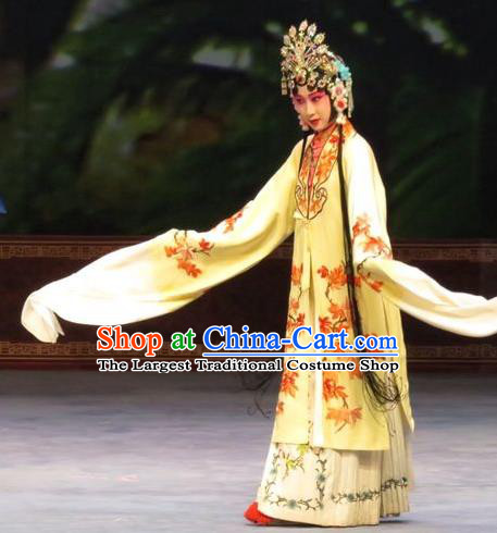 Chinese Ping Opera Young Female Diva Wang Sanqiao Apparels Costumes and Headdress Zhen Zhu Shan Traditional Pingju Opera Hua Tan Dress Garment