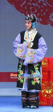 Chinese Ping Opera Young Lady Li Fengying Garment Costumes and Headdress Jie Nv Qiao Pei Traditional Pingju Opera Dan Dress Apparels