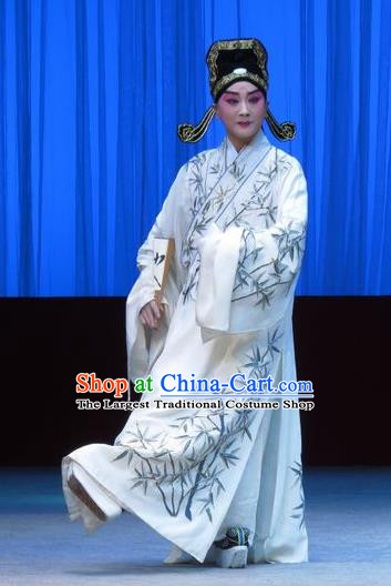 Liu Ling Drunk Chinese Ping Opera Xiaosheng Costumes and Headwear Pingju Opera Scholar Apparels Young Male Clothing