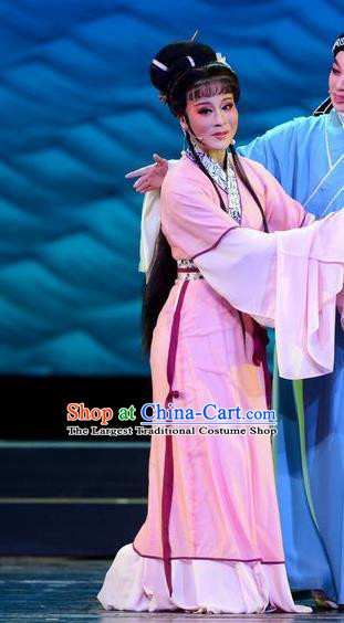 The Story of Hairpin Chinese Shaoxing Opera Civilian Female Dress Apparels Yue Opera Costumes Qian Yulian Garment and Headpieces