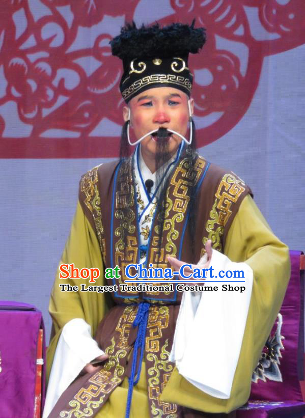 Jie Nv Qiao Pei Chinese Ping Opera Landlord Costumes and Headwear Yu Gong Case Pingju Opera Ministry Councillor Wang Apparels Clothing