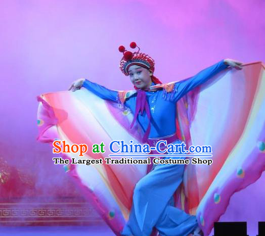 Chinese Ping Opera Xiaodan Costumes Apparels and Headdress Bao Gong San Kan Butterfly Dream Traditional Pingju Opera Fairy Dress Garment