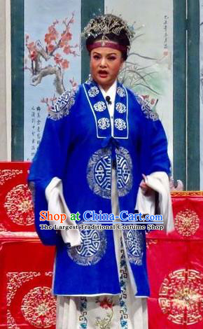 Chinese Ping Opera Elderly Dame Costumes Yu He Qiao Apparels and Headpieces Traditional Pingju Opera Dress Patrician Pantaloon Garment