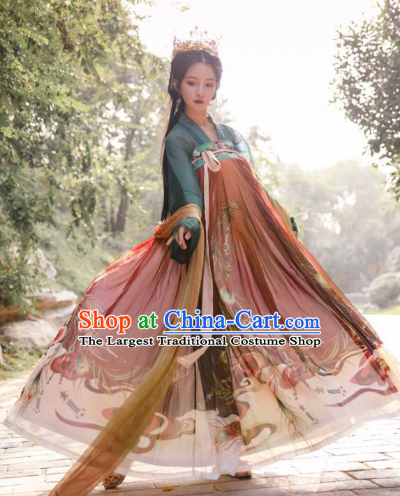 Chinese Traditional Tang Dynasty Noble Princess Hanfu Dress Apparels Ancient Court Lady Historical Costumes Complete Set