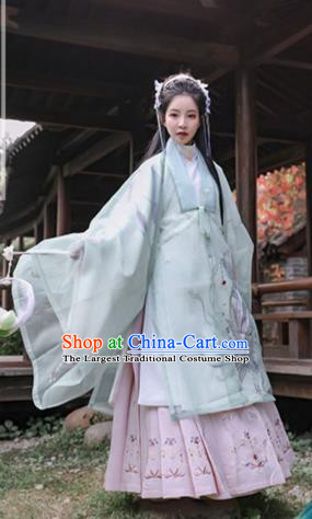 Chinese Traditional Ming Dynasty Noble Lady Apparels Embroidered Historical Costumes Ancient Royal Princess Hanfu Dress