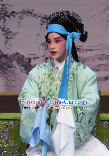 Flower a Matchmaker Chinese Ping Opera Xiaosheng Wang Junqing Costumes and Headwear Pingju Opera Niche Young Male Apparels Clothing