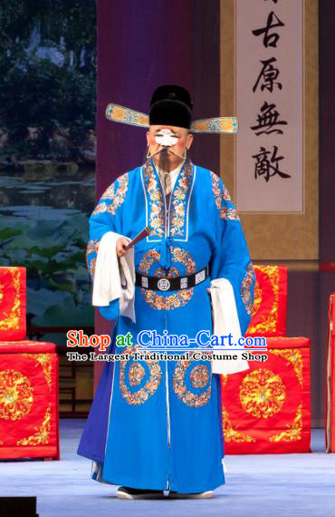 Nao Yan Fu Chinese Ping Opera Clown Costumes and Headwear Pingju Opera Magistrate Official Apparels Clothing