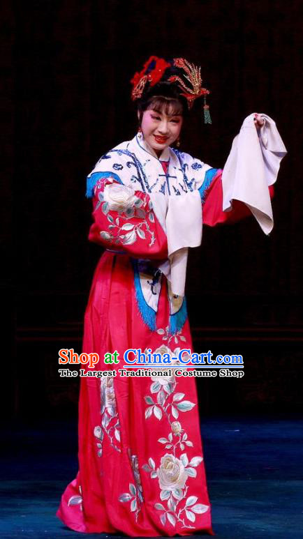 Chinese Ping Opera Diva Wedding Apparels Costumes and Headpieces Nao Yan Fu Traditional Pingju Opera Bride Dress Actress Yan Lanzhen Garment