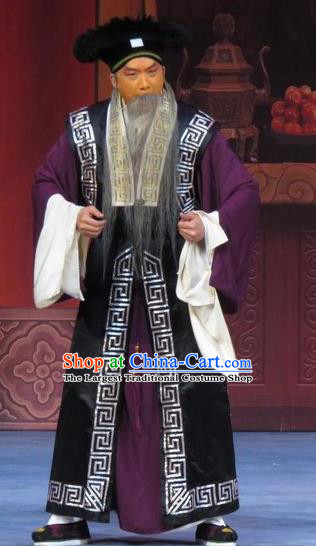Yuan Yang Pu Chinese Ping Opera Landlord Costumes and Headwear Pingju Opera Laosheng Apparels Old Man Clothing