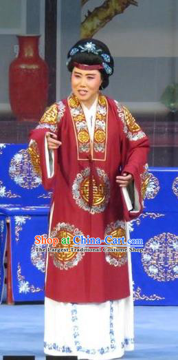Chinese Ping Opera Laodan Elderly Female Apparels Costumes and Headdress Yuan Yang Pu Traditional Pingju Opera Dame Dress Garment