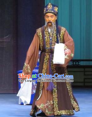 Yuan Yang Pu Chinese Ping Opera Old Man Costumes and Headwear Pingju Opera Laosheng Apparels Landlord Clothing