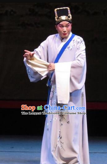 The Five Female Worshipers Chinese Ping Opera Xiaosheng Costumes and Headwear Pingju Opera Niche Zou Yinglong Apparels Scholar Clothing