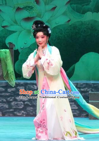 Chinese Ping Opera Young Lady Apparels Costumes and Headpieces Legend of Love Traditional Pingju Opera Dress Diva Goddess Garment