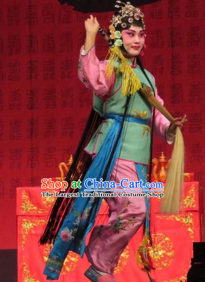 Chinese Ping Opera Servant Girl Apparels Costumes and Headpieces Remember Back to the Cup Traditional Pingju Opera Dress Young Lady Garment