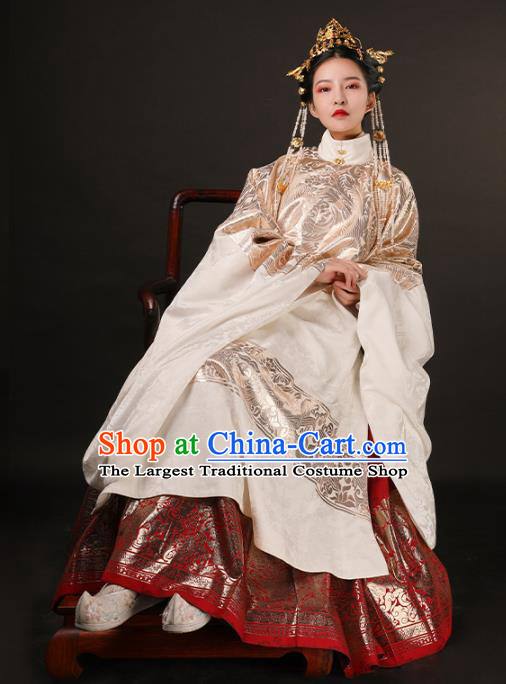 Chinese Traditional Court Royal Princess Hanfu Dress Apparels Ancient Ming Dynasty Historical Costumes Complete Set