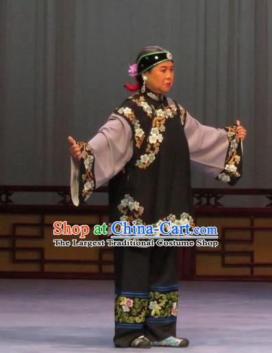 Chinese Ping Opera Pantaloon Costumes Apparels and Headpieces Chong Yuan Ji Traditional Pingju Opera Elderly Female Dress Garment